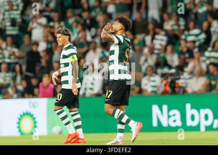 Luis Suarez of Sporting CP celebrating a goal during the Liga Portugal ...