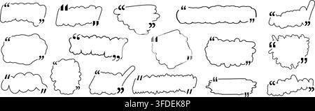 Quote box title pack isolated. Yellow brash stroke speech speech quotation mark frames. Text talk info message box borders. Dialog mark speech quotes Stock Vector
