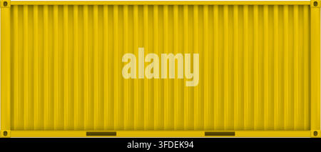 Yellow realistic corrugated metal textured cargo container isolated. Siding cargo container bg. Industry line sea transportation. Vector illustration Stock Vector