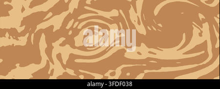 Flowing cocoa pattern with wavy movements and chocolate textures. Brown seamless background with organic shapes. Stock vector illustration in modern s Stock Vector