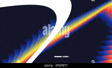Futuristic Abstract Background with Colorful Layered Curved Shapes on White Background with Texture Effects Stock Vector