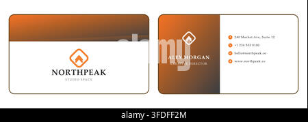 Modern Professional Business Card Template with Elegant Branding and Double Sided Contact Layout Stock Vector