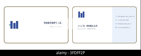 Modern Business Card Template with Geometric Branding and Professional Contact Layout Stock Vector
