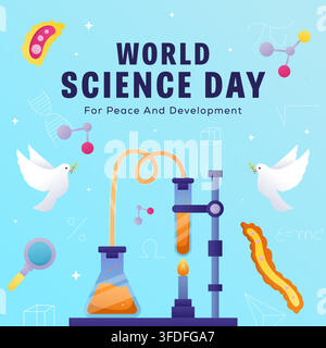 World Science Day Social Media Post with Lab Glassware Vector Stock Vector