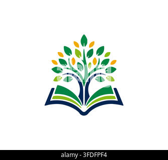 Book Tree Growth Education Learning Knowledge Academy Campus Logo Stock Vector
