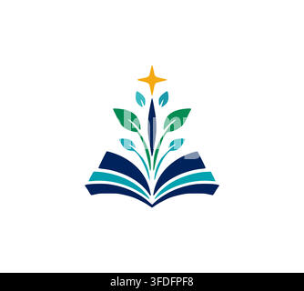 Book Plant Star Growth Education Success Learning Academy Logo Stock Vector