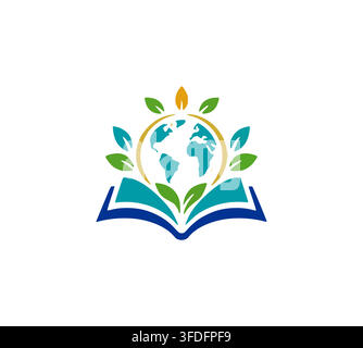 Global Book Eco Learning Earth Education World Academy Logo Stock Vector