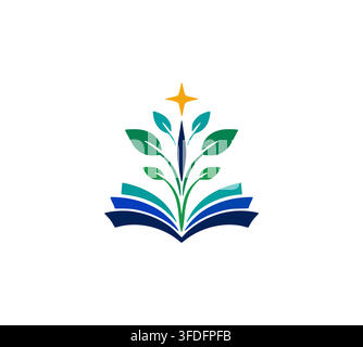 Book Sprout Star Academic Success Education Growth Learning Logo Stock Vector