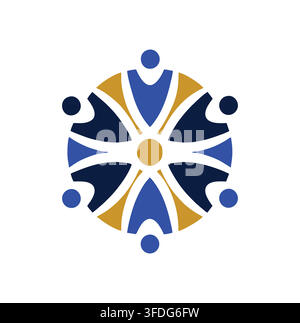 Professional Modern Radial Community Network Education Vector Crest Logo Design Stock Vector