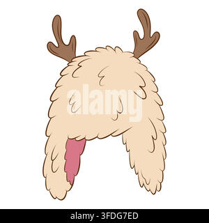 Vector illustration of a winter hat with reindeer antlers and fur Stock Vector