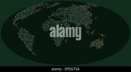 fauvism christmas eve middle east world map rendered as art movement with dots and strokes across art movements from Bauhaus to Glitch for wall art Stock Vector