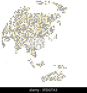 pixel block mosaic world map in charcoal gold east asia palette featuring colored square blocks arranged in a grid for poster decor print poster print Stock Vector