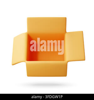 3D Open empty cardboard box with flaps Stock Vector