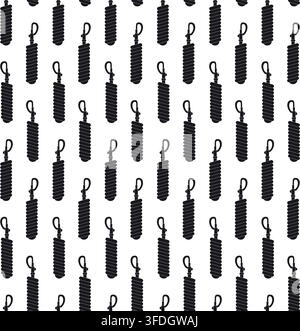 Vector seamless pattern of flat outline horse lead rope isolated on white background Stock Vector