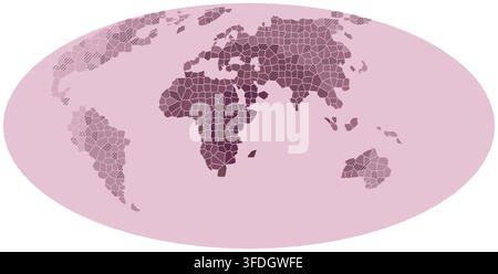 plum middle east urban grid world map with city-block street parcels and organic road networks for modern wall art print poster print and home decor Stock Vector