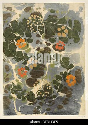 Anonymous (German or Austrian Maker) – Marmorpapier (mit Pflanzenmotiv), 1830 Stock Photo
