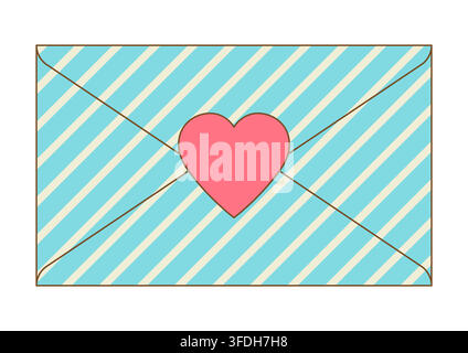 Letter in romantic envelope. Romantic message with decor. Stock Vector
