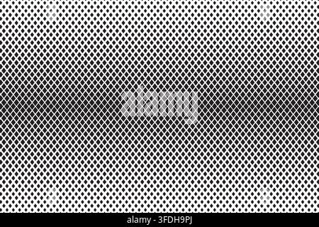 Pattern with repeated vanishing diamond shapes. Black rhombus on white background with halftone effect. Simple geometric mosaic texture. Rhombic Stock Vector