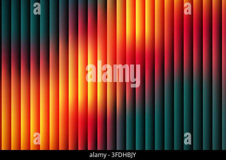 A modern abstract background featuring vertical gradient stripes in vibrant red, orange, and deep teal tones with a smooth, glowing light effect. Stock Vector