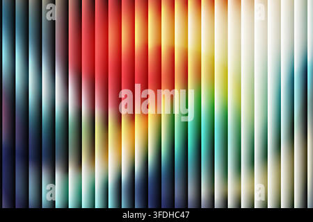 Abstract background with vertical stripes in a vibrant gradient of red, yellow, green, and blue colors, creating a modern and dynamic visual effect fo Stock Vector