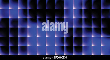 Abstract blue and black checkered pattern with glowing light effects Stock Vector