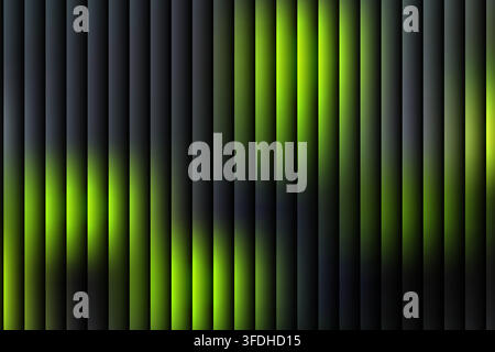 Modern abstract background featuring vertical stripes with a gradient effect, blending vibrant lime green and deep dark grey tones for a sleek design. Stock Vector
