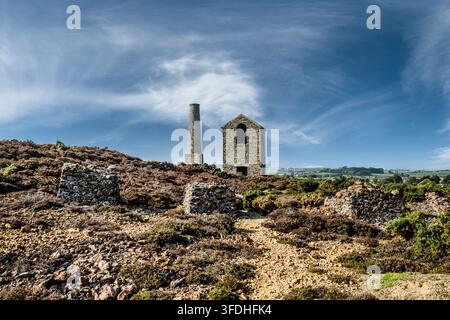 The image is of the pump house building at the abandoned open cast mines on Parys copper mountain that was once the largest copper mine in the world Stock Photo