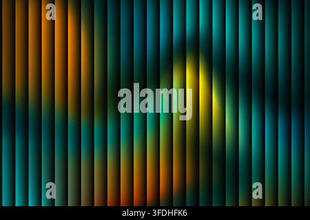 Abstract background featuring vertical stripes with a soft, glowing gradient effect in shades of teal, orange, and yellow, creating a modern, dynamic Stock Vector