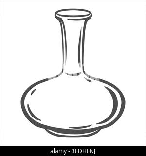 Vector illustration of decorative vase. Ideal for interior design, home deco, and a cozy aesthetic. Clean outline drawing. Outline drawing of a white ceramic jug. Ink line sketch. Retro style. Stock Vector