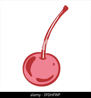 Vector cherry silhouette in a minimalist design. A ripe summer berry. Perfect for logos, labels, banners, and creative layouts. Versatile graphics for any design needs. Style Coquette Stock Vector