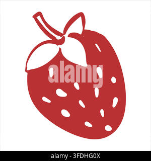 Vector sketch of a strawberry. A simple outline drawing of sweet summer berry. A symbol of sweetness of love. A wild berry in a flirty girlish style. A simplified coquette drawing with ink and brush Stock Vector