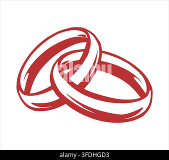 Vector image of intertwined wedding rings. Symbol unbreakable bond between two hearts. For Valentine's Day, engagement announcements. Conceptually, it represents devotion and partnership. Stock Vector