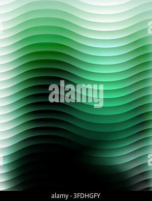 Abstract background featuring smooth, flowing green wavy lines with a soft gradient effect, creating a modern and elegant sense of depth and movement. Stock Vector