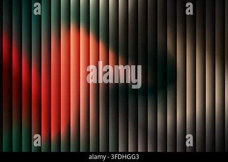 Abstract background with vertical stripes and glowing red and orange light waves Stock Vector