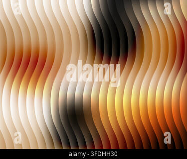 Abstract background featuring smooth, flowing vertical wavy lines with a gradient transition from light beige to deep orange and dark brown tones. Stock Vector
