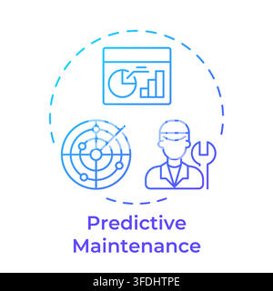Predictive maintenance blue gradient concept icon. Proactive equipment failure prevention. Round shape line illustration. Abstract idea. Graphic desig Stock Vector