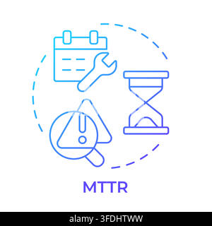 MTTR blue gradient concept icon Stock Vector