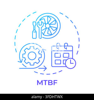 MTBF blue gradient concept icon Stock Vector