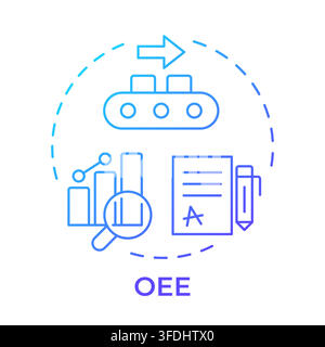 OEE blue gradient concept icon Stock Vector