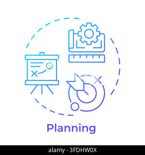Planning blue gradient concept icon Stock Vector