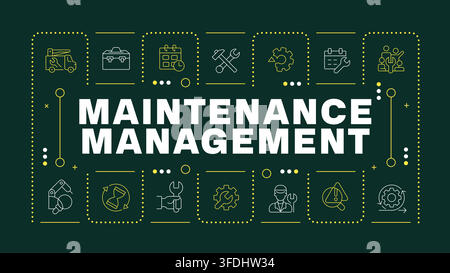 Maintenance management dark green word concept Stock Vector