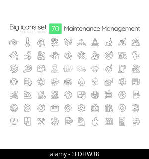 Maintenance management simple line icons set Stock Vector