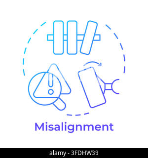 Misalignment blue gradient concept icon Stock Vector