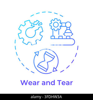 Wear and tear blue gradient concept icon Stock Vector