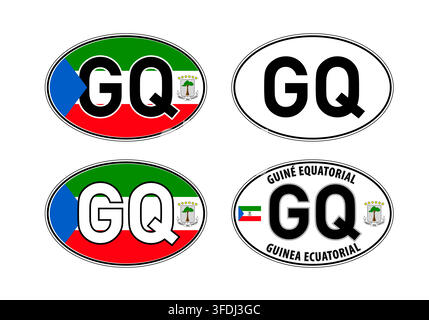 Equatorial Guinea, oval international vehicle registration code license plate car sticker, vector illustration Stock Vector