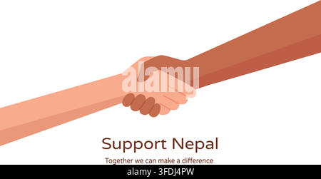 Supporting Nepal hand concept. Gesture, sign of help, support and hope logo. Stock Vector