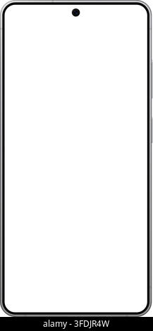 Realistic white smartphone empty screen frame overlay mockup. Mobile phone display template isolated on transparent bg. Device front view. Smart phone Stock Vector
