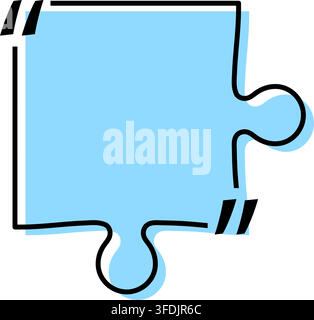 Quote box title isolated. Blue puzzle style speech quotation mark frame. Text talk info message box border. Dialog mark speech quotes icon. Vector png Stock Vector