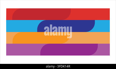 colorful abstract geometric background with rounded rectangular shapes Stock Vector