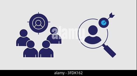 target audience and customer research marketing icon Stock Vector